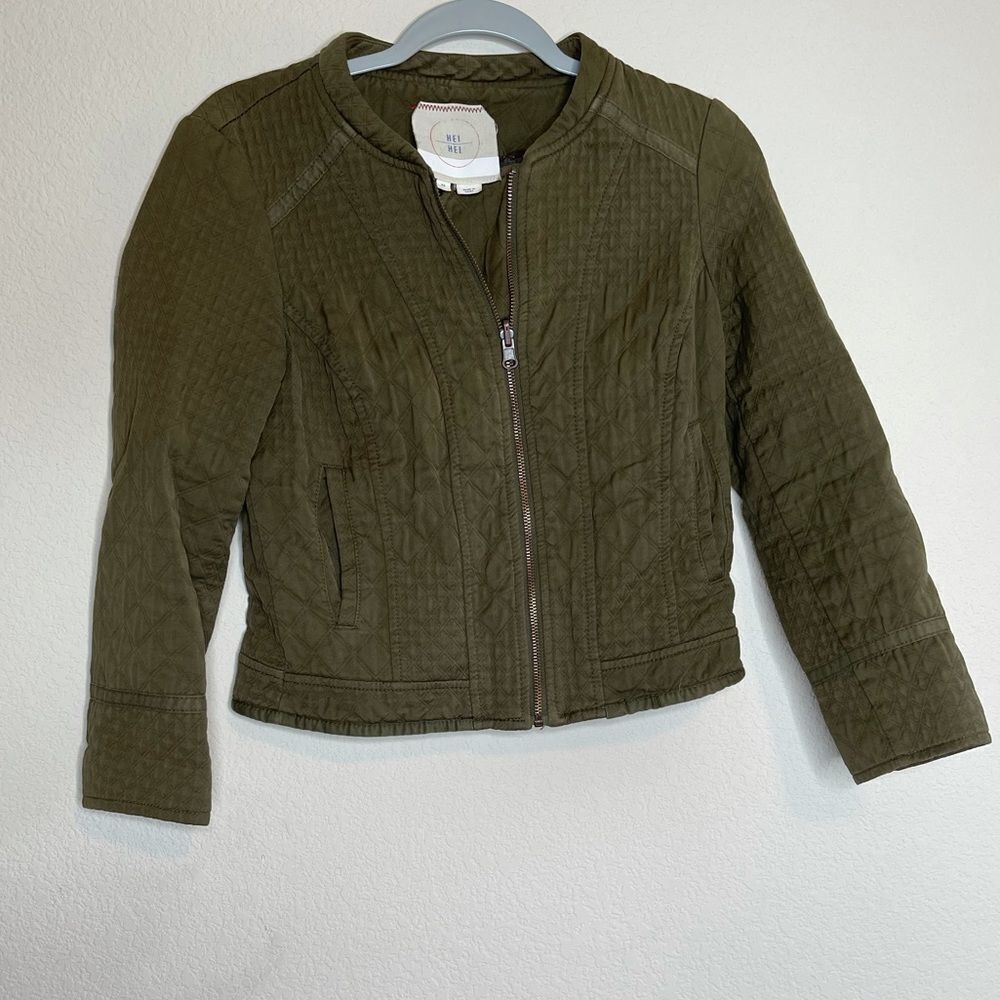 ‎Anthropologie quilted olive green jacket